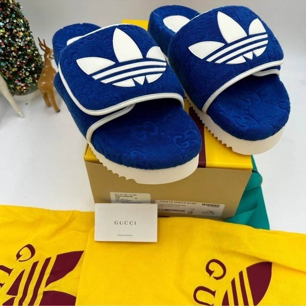 Men’s Gucci X Adidas slide sandal size 12 made in Italy - Picture 2 of 12